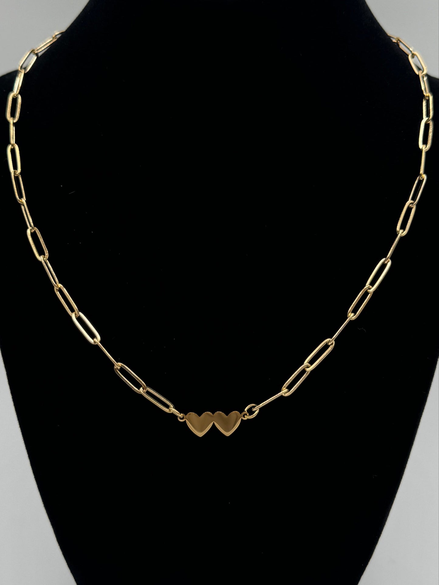 Twin Heart Paperclip Necklace