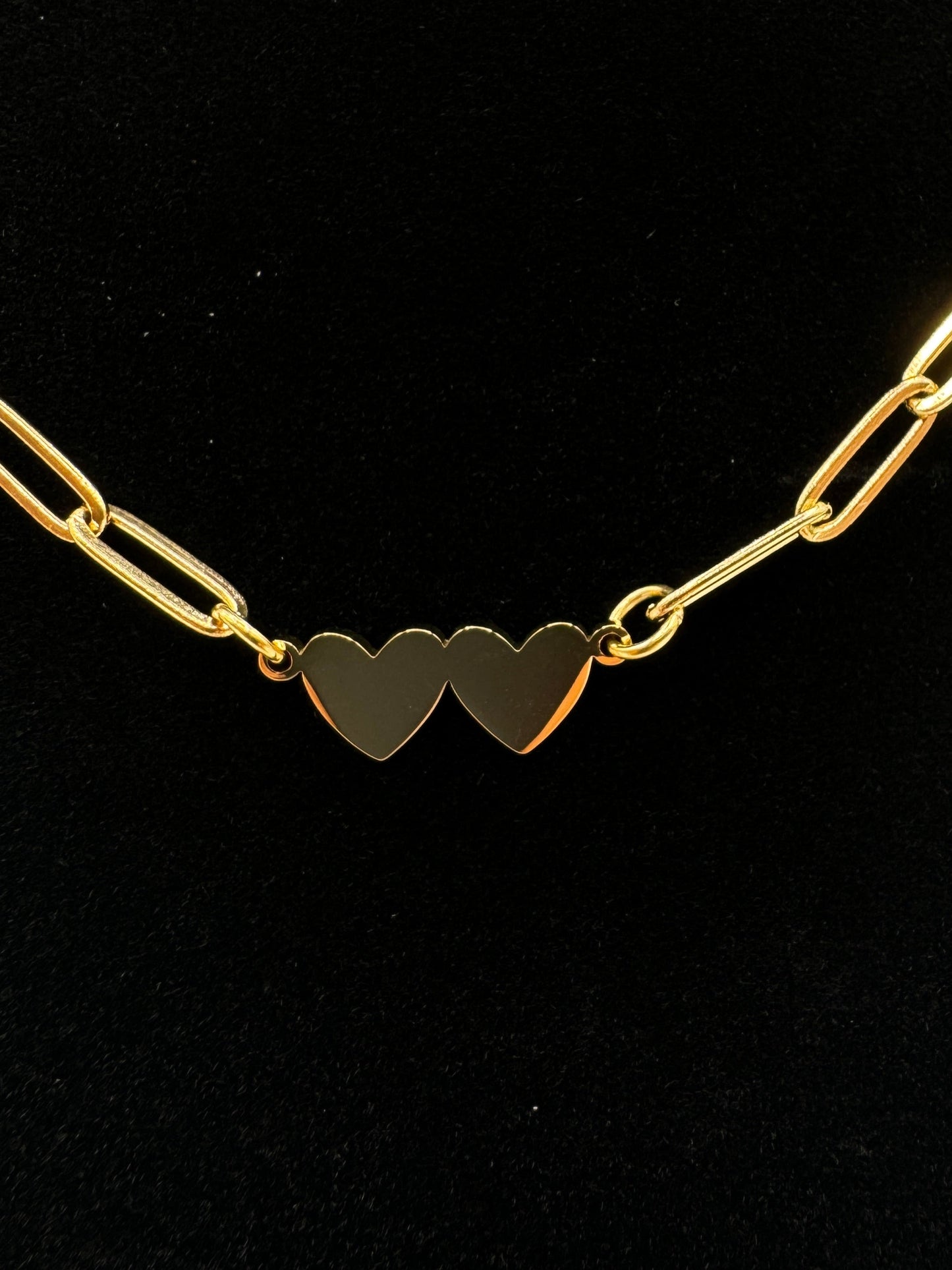Twin Heart Paperclip Necklace