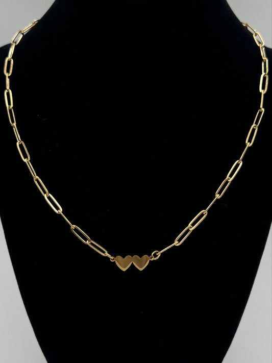 Twin Heart Paperclip Necklace