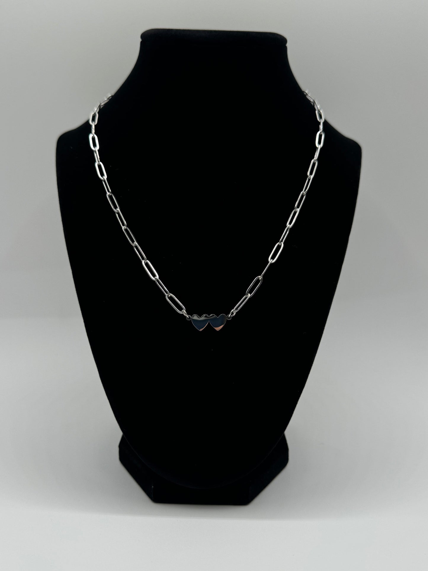 Twin Heart Paperclip Necklace