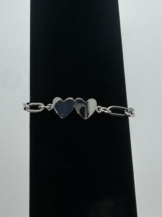 Twin Heart Paperclip Bracelet